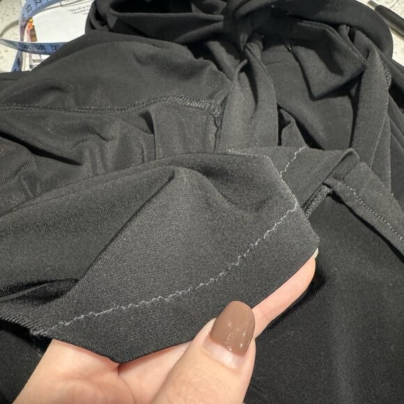 Vintage Y2K Express Jumpsuit XS Black Halter Jersey Wide Leg Crop Stretch - Picture 11 of 12